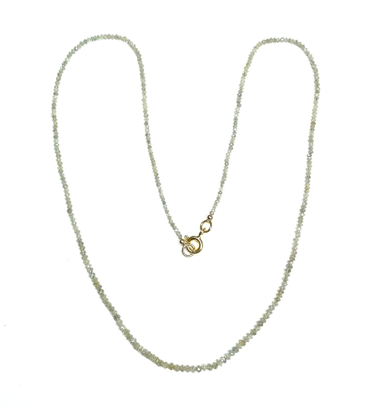 White Diamond 7.80 carat  9kt Yellow Gold Bead Necklace