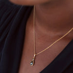 Black Diamond Round Rose Cut  9kt Gold Pendant with Chain