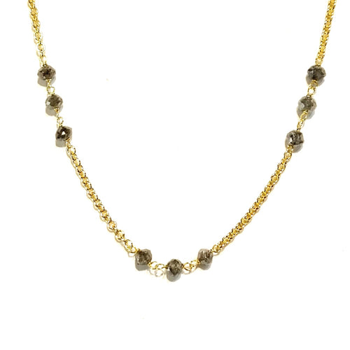 Diamond Gold Salt & Pepper 3.5ct  Bead 9kt Necklace