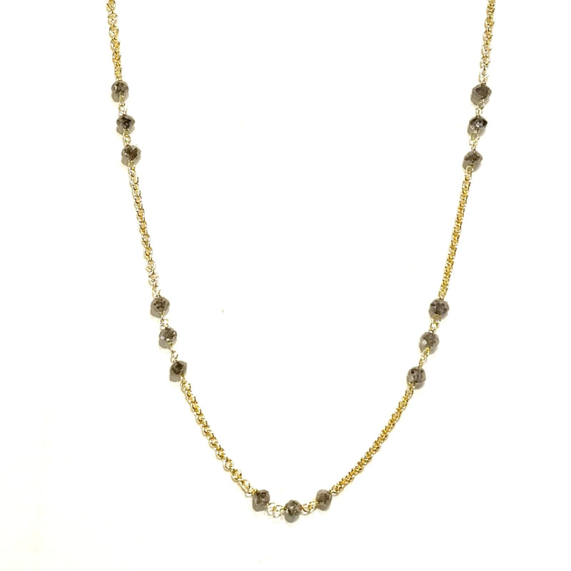 Diamond Gold Salt & Pepper 3.5ct  Bead 9kt Necklace