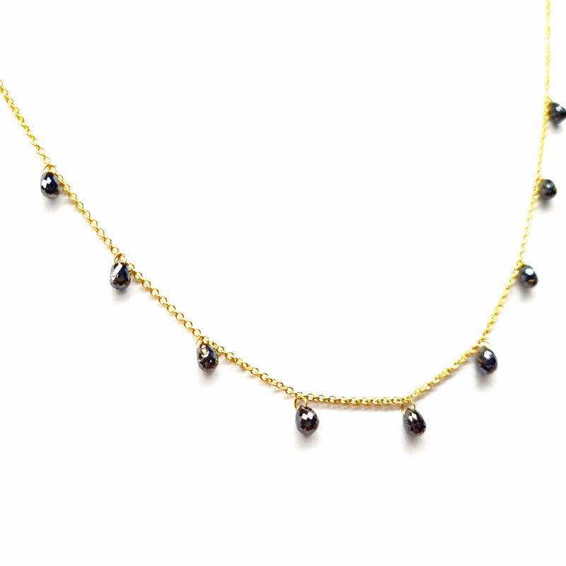 Black Diamond Drop 9kt Gold Necklace