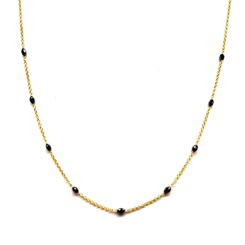 Black Diamond 9kt Yellow Bead Necklace
