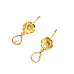 White Rose Cut Flower Gold Earring