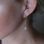 Opal Drop 2.7 carat  & Diamond Bead 1.40 carat 14kt Gold Earring