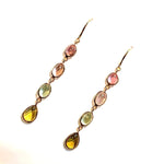 Multi Tourmaline  14kt Yellow Gold Earring