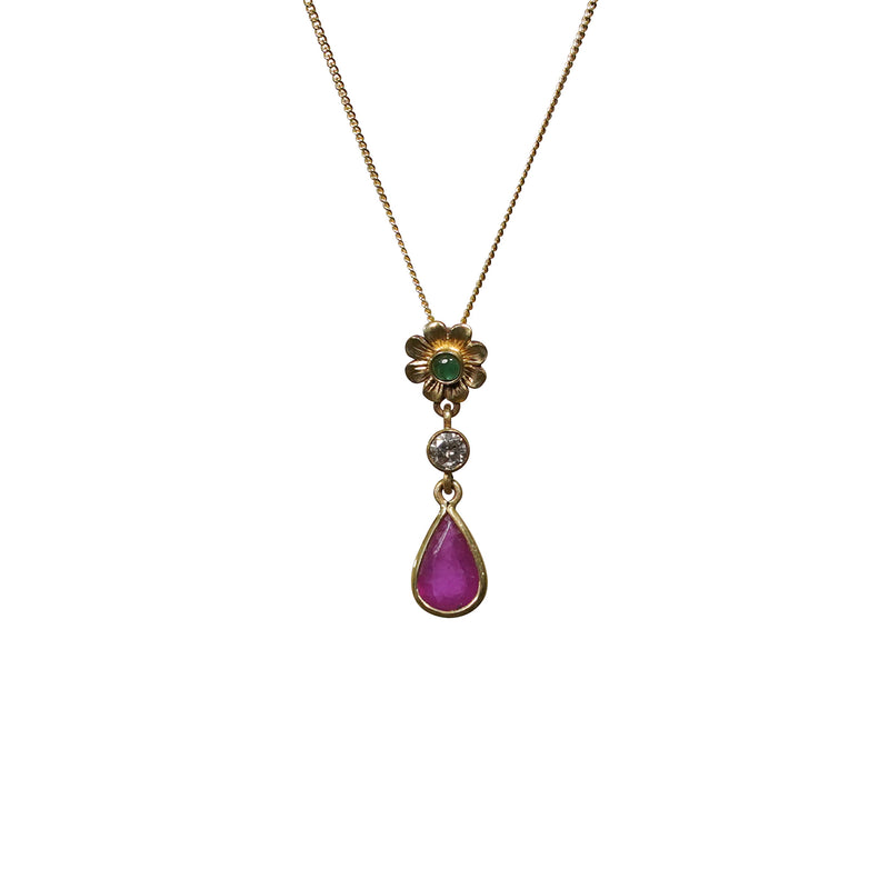 Ruby Emerald & Diamond Pendant
