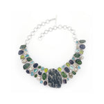Peridot Pyrite Black Tourmaline & Apatite Silver Necklace