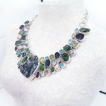 Peridot Pyrite Black Tourmaline & Apatite Silver Necklace