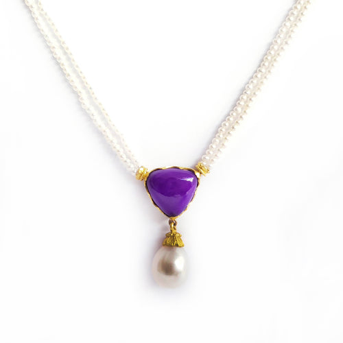 Pearl and Sugilite Gold Necklace