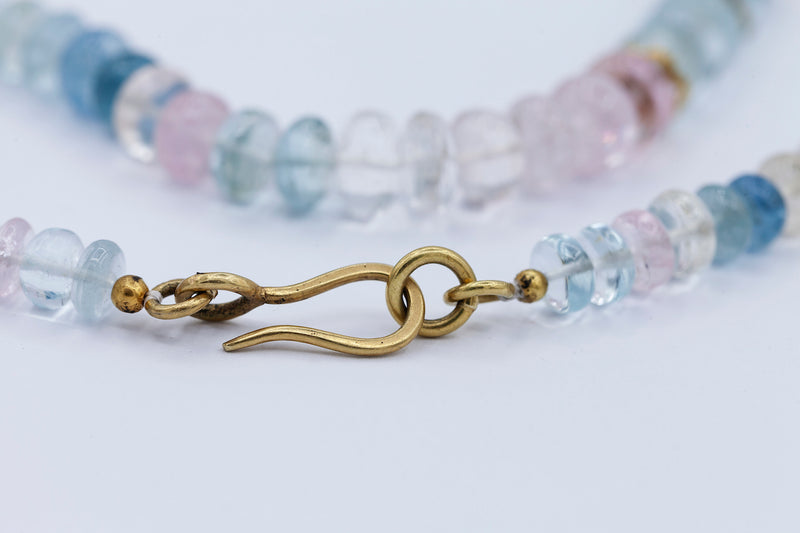 Rainbow Moonstone Aquamarine  & Morganite Necklace