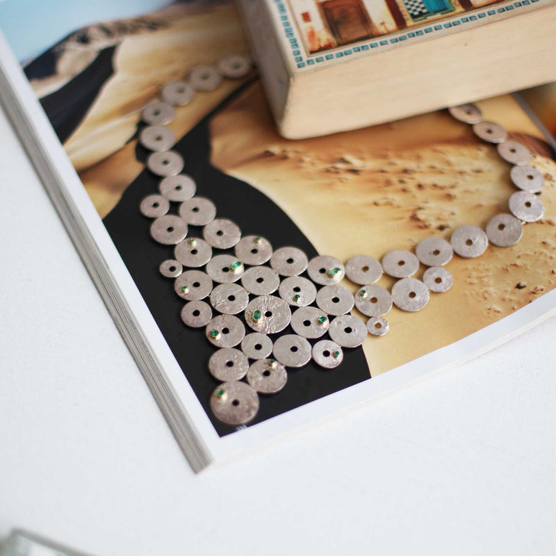 Emerald Silver & Gold Giraffe Necklace