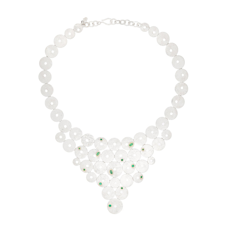 Emerald Silver & Gold Giraffe Necklace