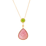 Peridot, Tourmaline & Diamond Gold Necklace