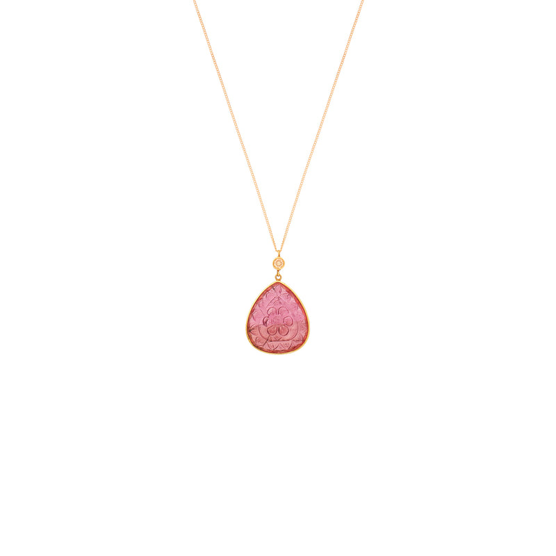 Tourmaline & Diamond  Gold Necklace