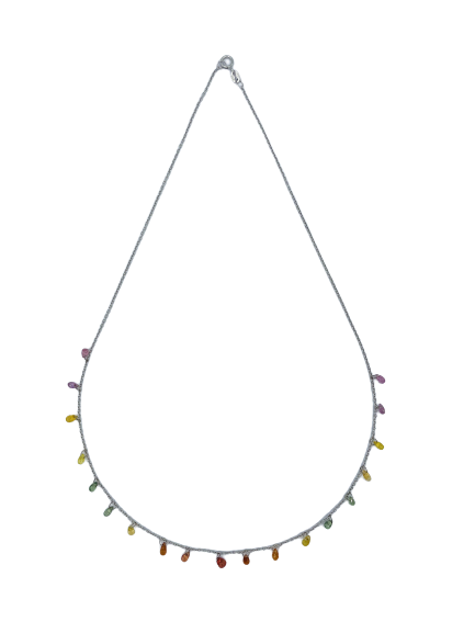 Sapphire Drop White Gold Necklace