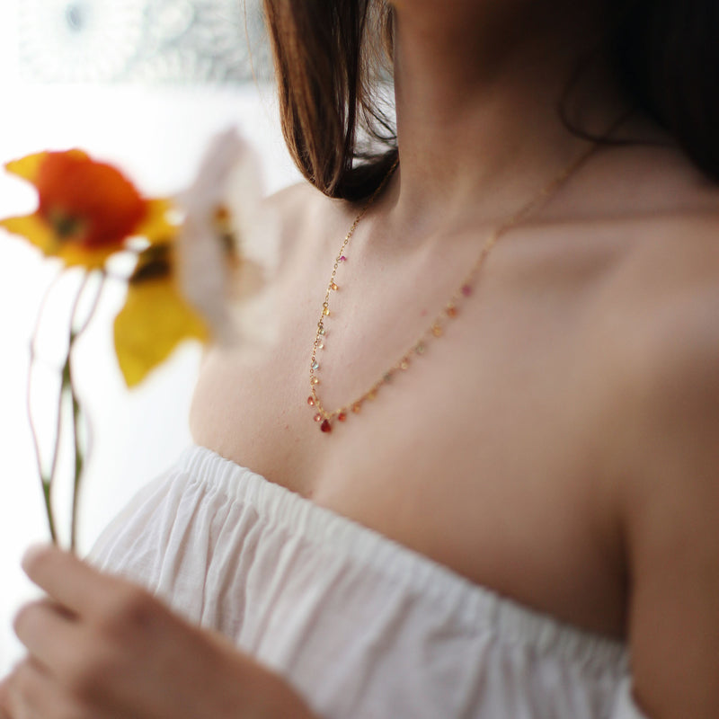 Sapphire Drop White Gold Necklace