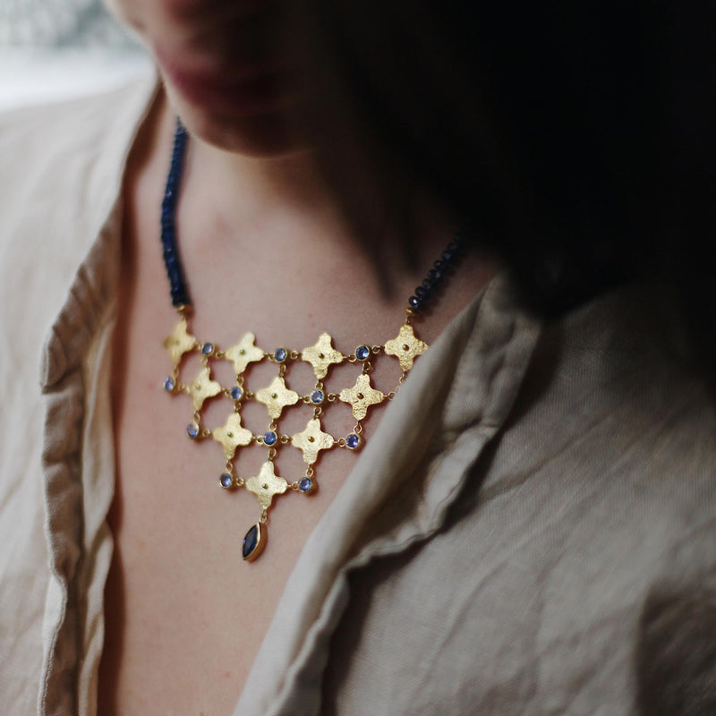Kyanite & Sapphire Gold Necklace