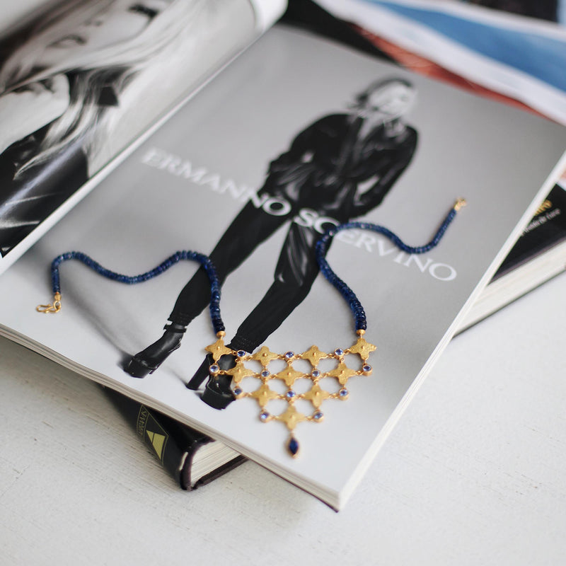 Kyanite & Sapphire Gold Necklace