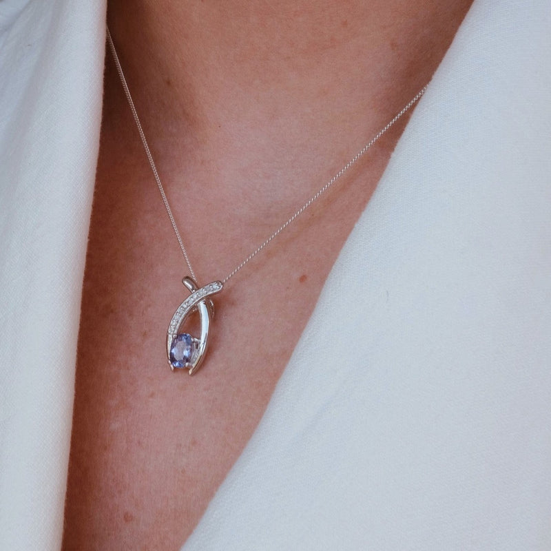 Tanzanite and Diamond Silver Pendent