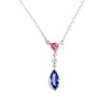 Tanzanite Tourmaline  & Diamond  Silver Necklace