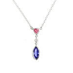 Tanzanite Tourmaline  & Diamond  Silver Necklace