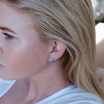 Tanzanite & Diamond Silver Stud Earrings