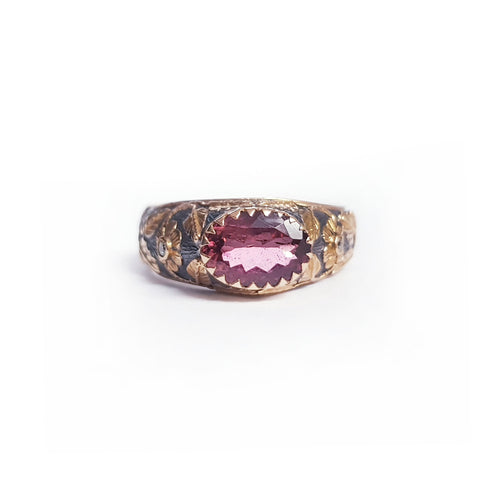 Tourmaline Diamond Silver & Gold Ring