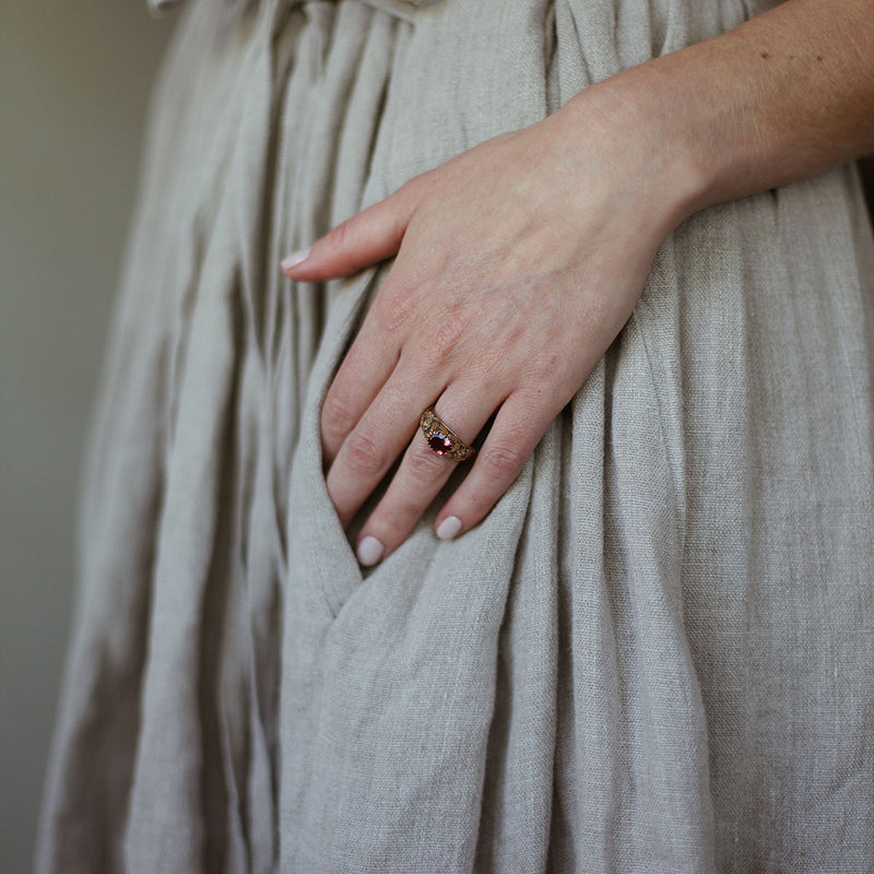 Tourmaline Diamond Silver & Gold Ring