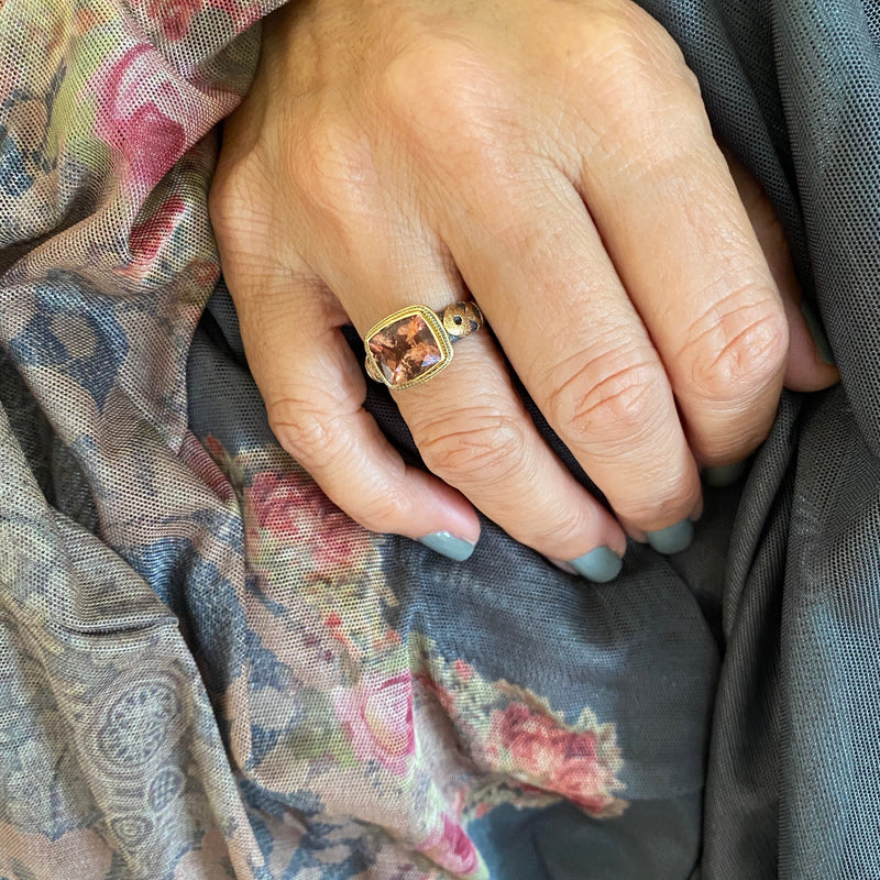 Tourmaline Gold & Silver Ring