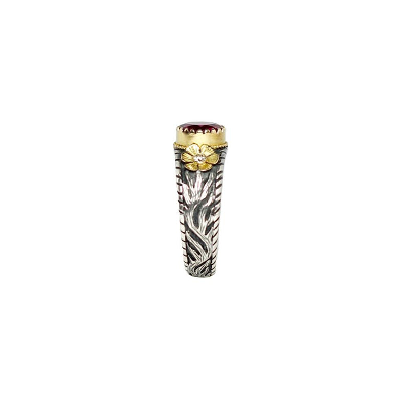 Tourmaline & Diamond Silver Gold Ring