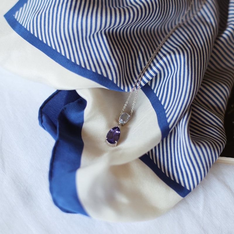 Tanzanite & Moonstone White Gold Necklace