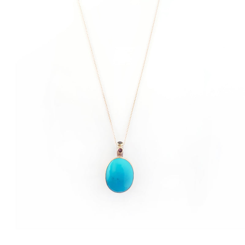 Turquoise Gold & Silver Pendant