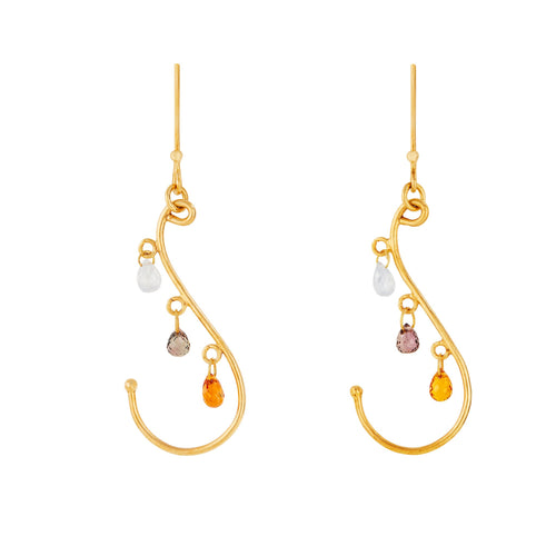 Sapphire Briolette Multi Coloured Drop Earrings