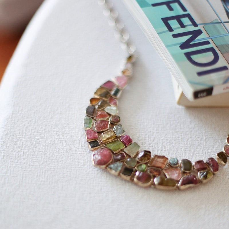 Tourmaline Mixed Rough Giraffe Necklace