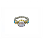Pearl Turquoise Silver & Gold Ring