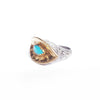 Turquoise Yellow Gold & Silver Leaf Ring