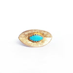 Turquoise Yellow Gold & Silver Leaf Ring