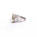 Turquoise Yellow Gold & Silver Leaf Ring
