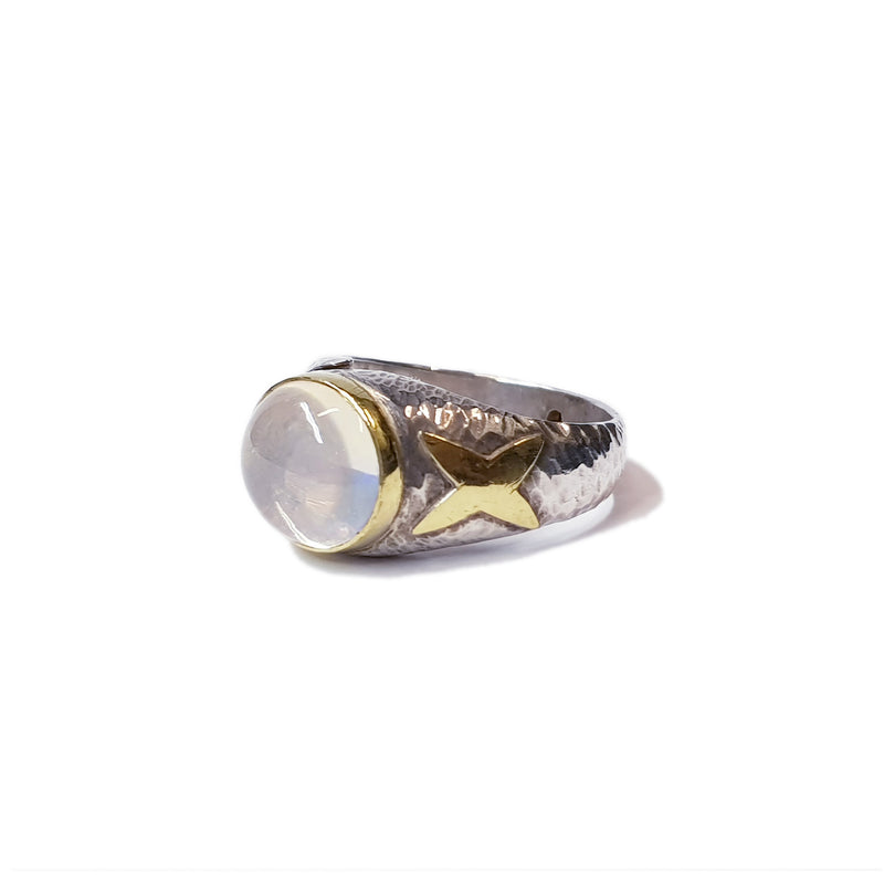 Fire Opal Silver & Gold  Ring