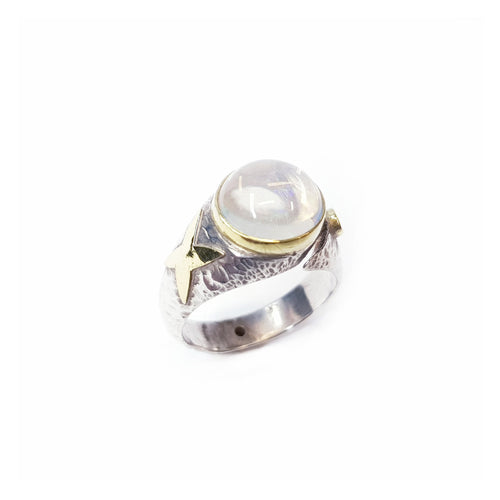 Fire Opal Silver & Gold  Ring