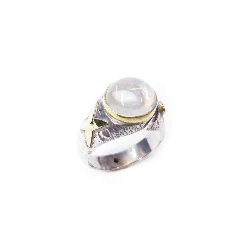 Fire Opal Silver & Gold  Ring