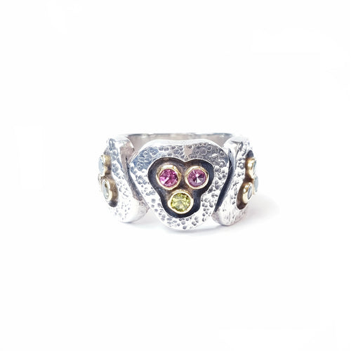 Tourmaline Gold & Silver Ring