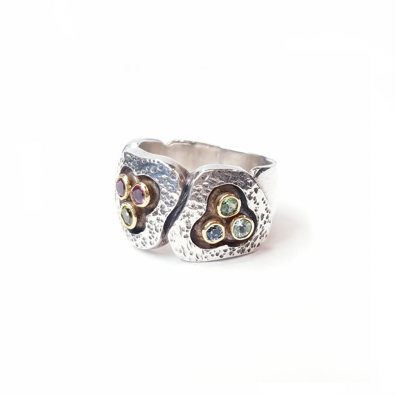 Tourmaline Gold & Silver Ring