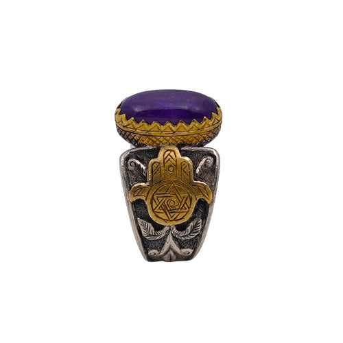 Sugilite Hamsa Ring