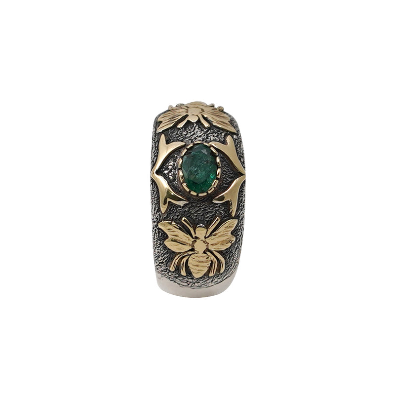 Emerald Silver & Gold Ring