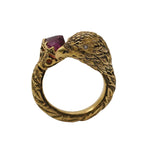 Rubellite & Diamond  Eagle Gold Ring