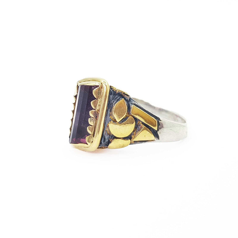 Tourmaline Silver & Gold Giraffe Ring