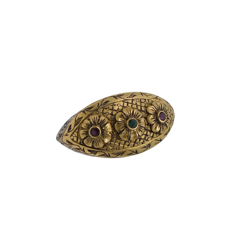 Ruby Emerald  Flower Ring
