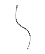 Emerald Ruby Sapphire & Diamond Silver Bracelet