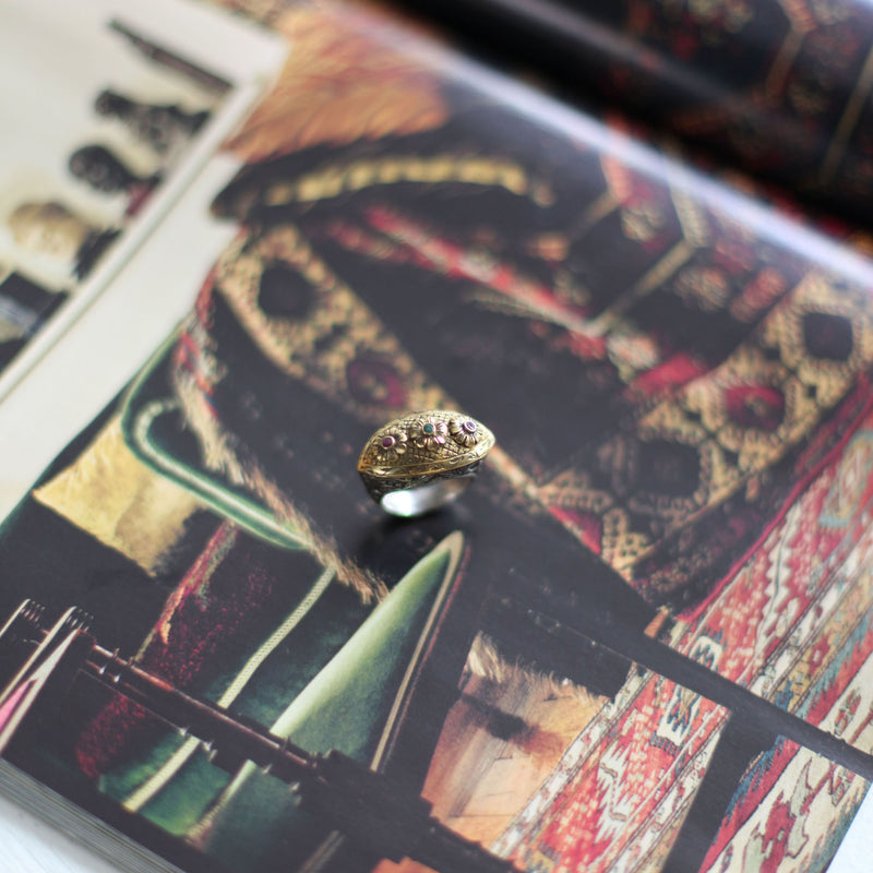 Ruby Emerald  Flower Ring
